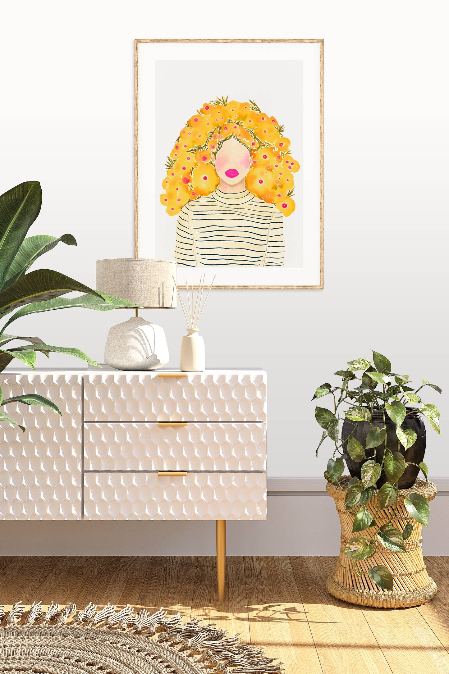 Vivian Sofia Designs | Striped Harvest Floral Art Print