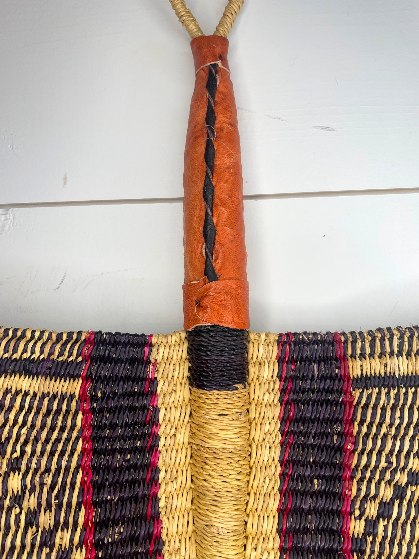 Bolga Fan with Leather