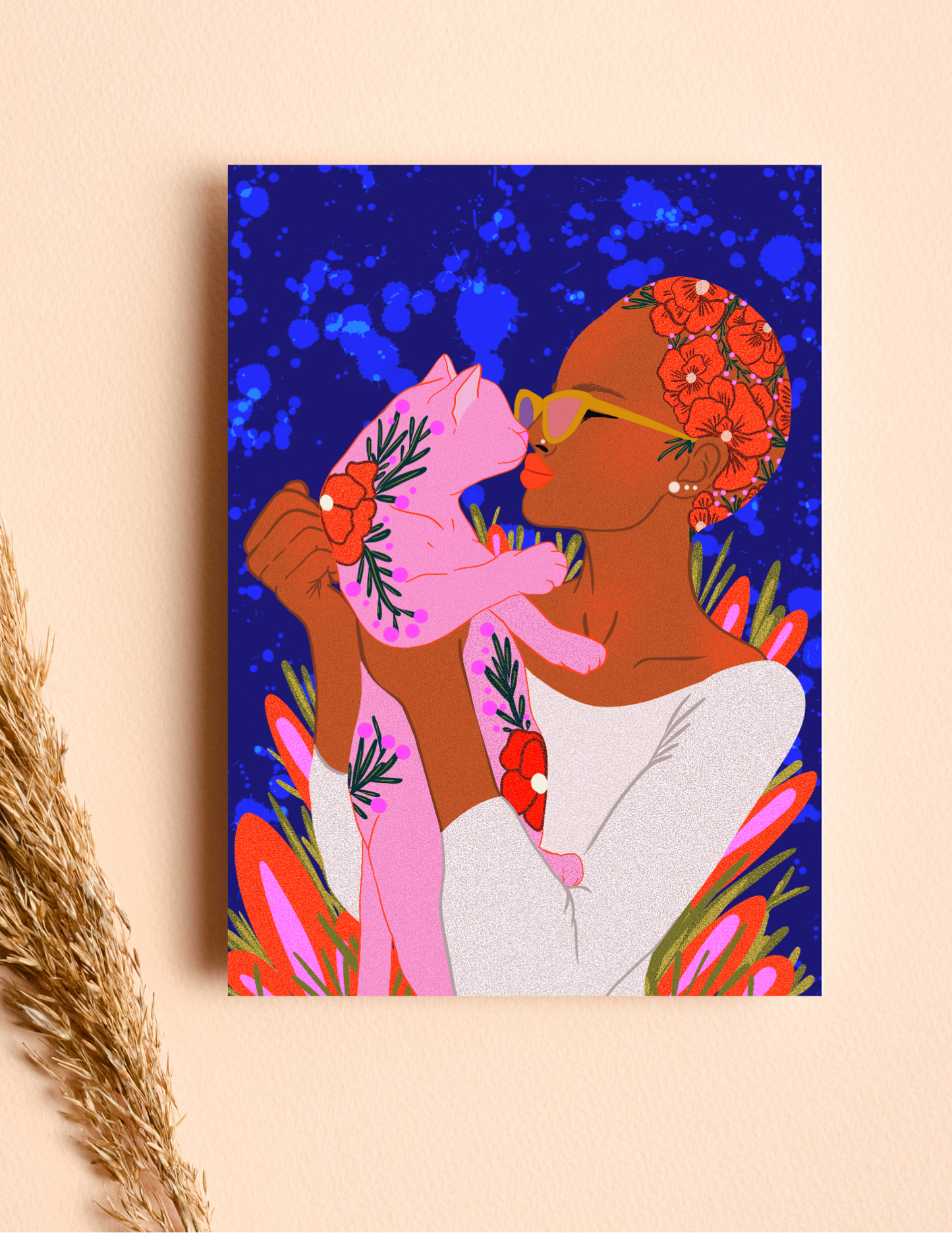 Vivian Sofia Designs | Blooming Cat and Girl Mini Print