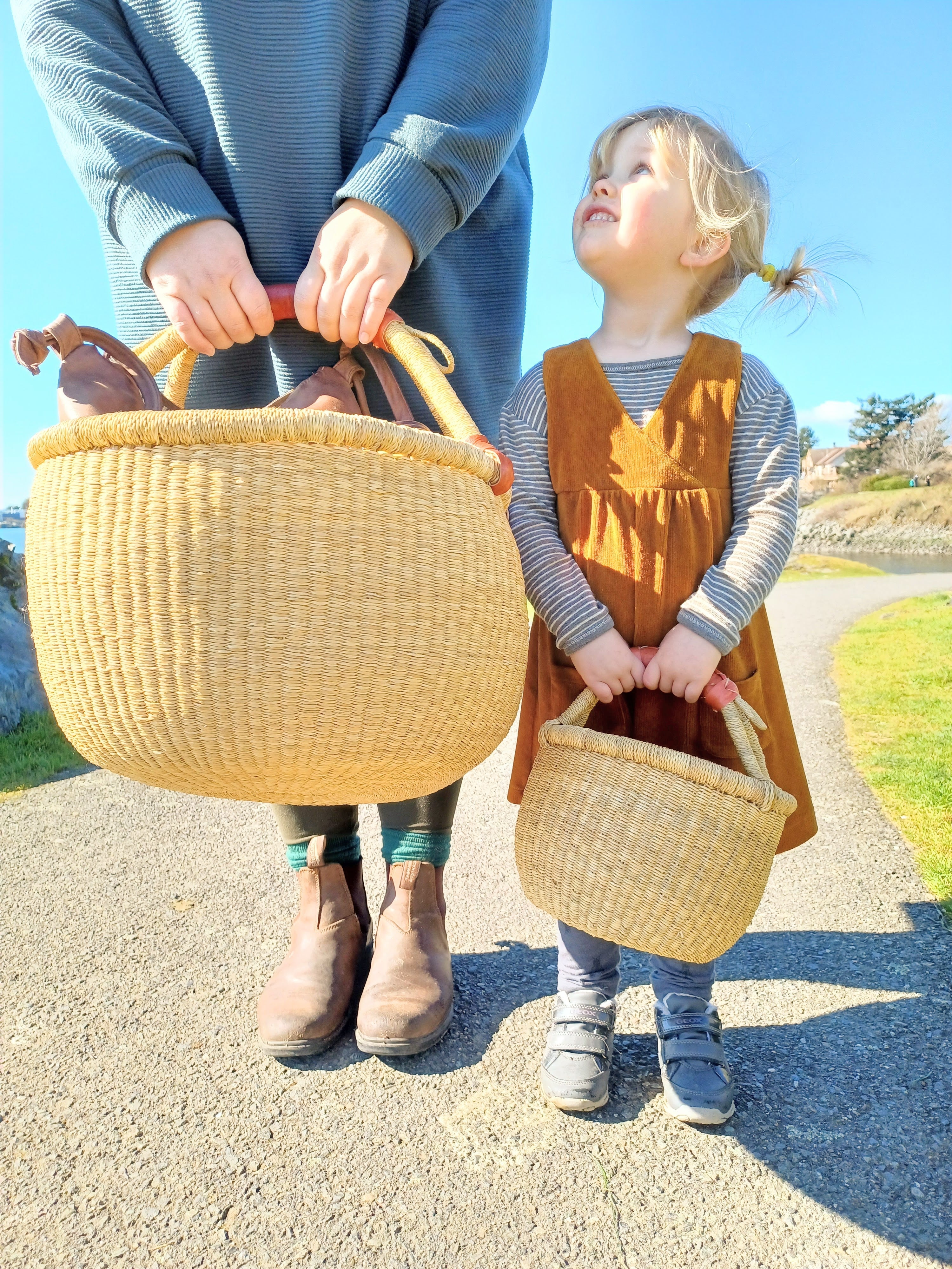 Adult and Kids Round Market Baskets