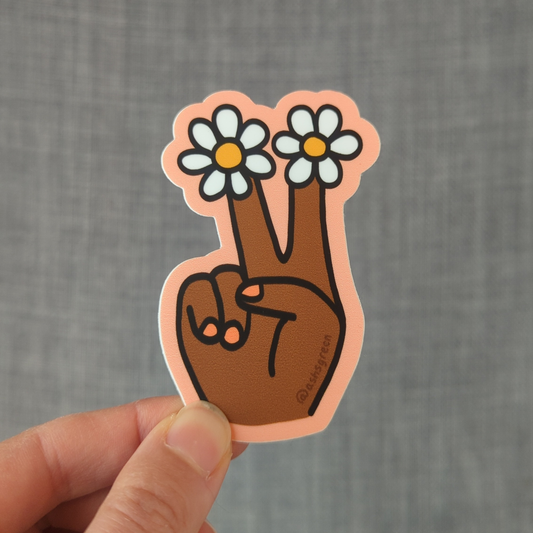 Peace & Flowers (pink) - 3" vinyl sticker