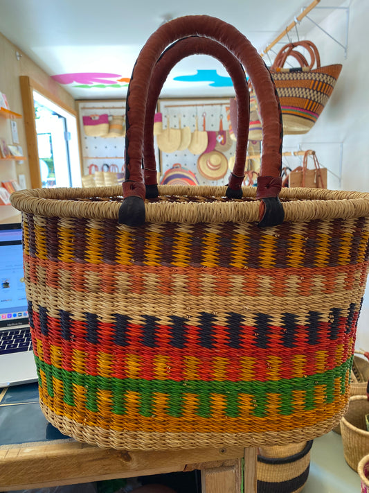 Teal Bolga Oval Basket