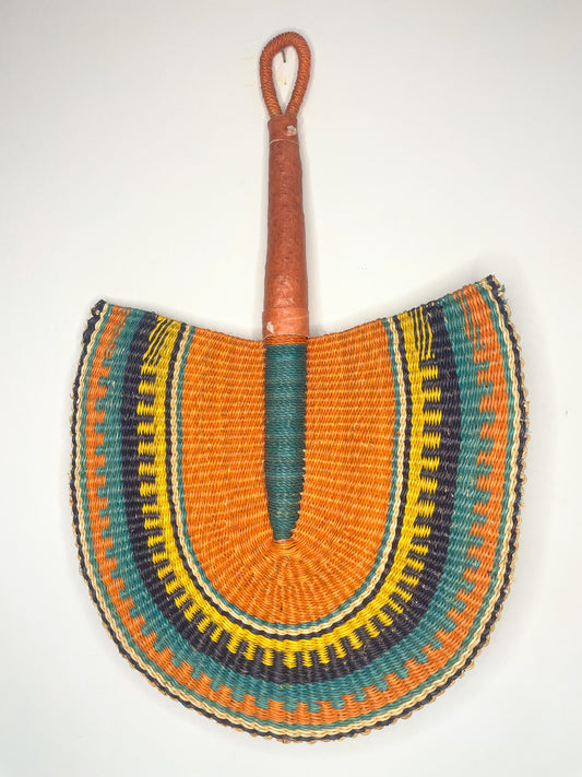 Bolga Fan with Leather