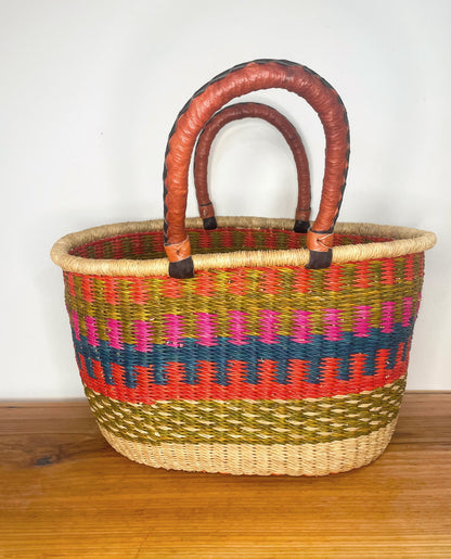 Teal Bolga Oval Basket