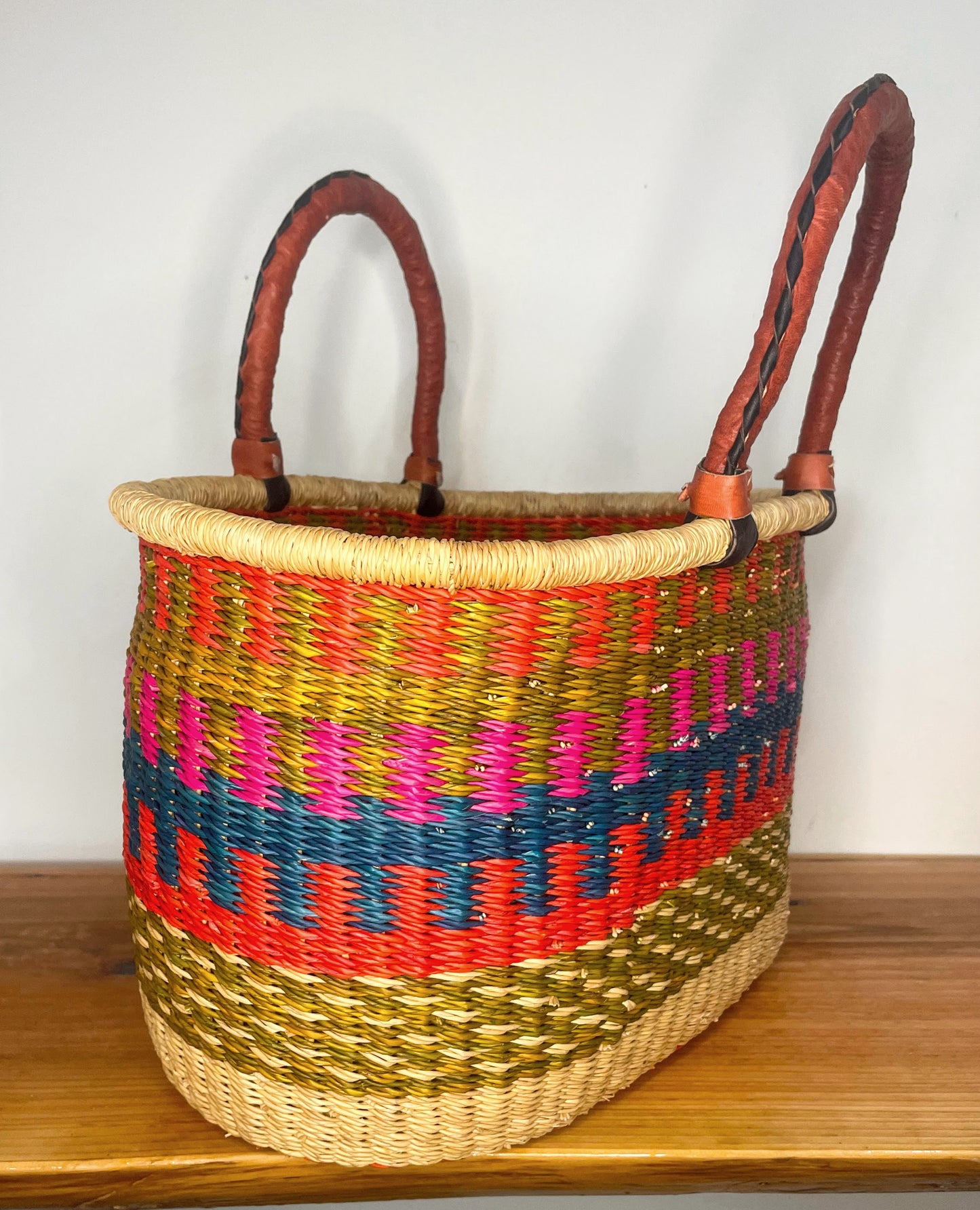 Teal Bolga Oval Basket